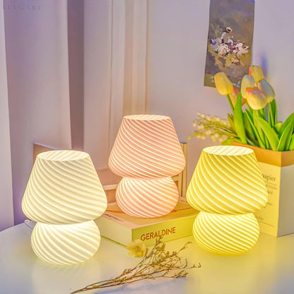 Retro Glass Mushroom Lamp for Cozy Ambient Lighting – Vintage Design for Tables and Nightstands 3
