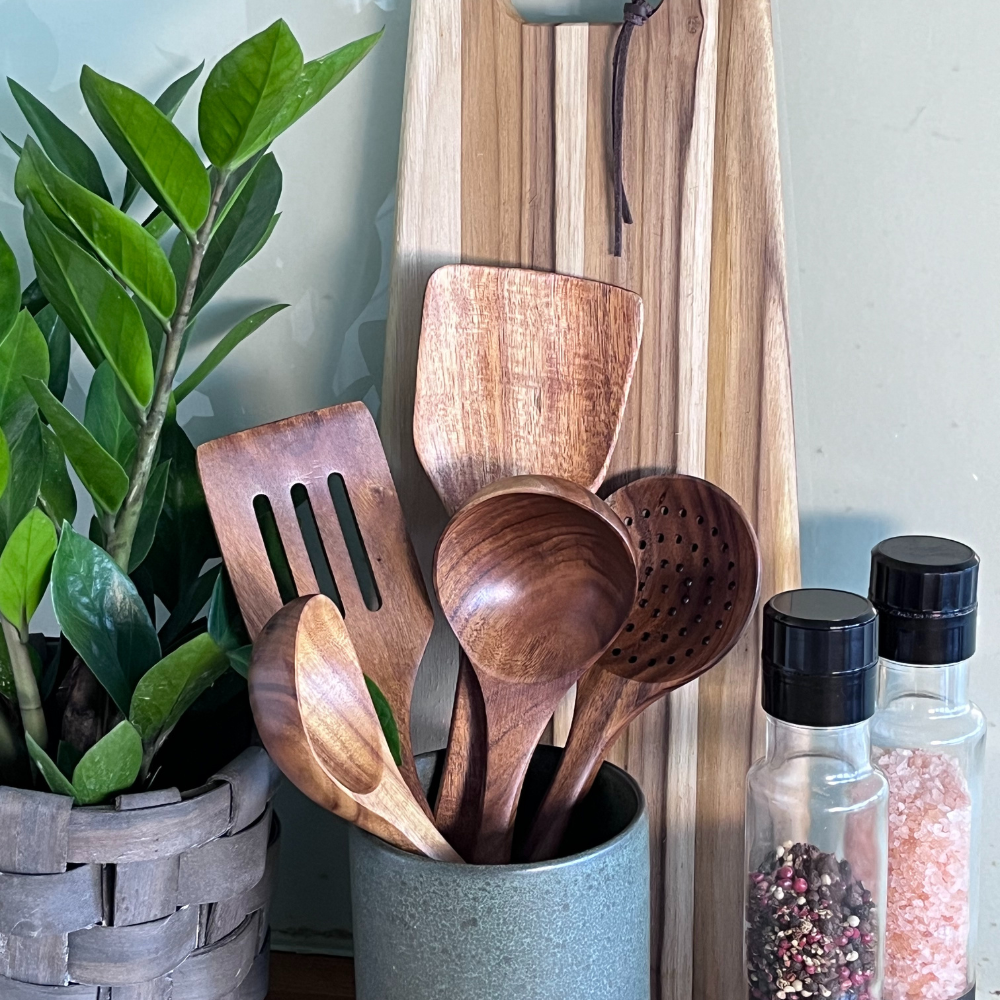 Sustainable Wooden Utensil Set – 5-Piece Eco-Friendly Kitchen Tools for Cooking and Serving 2