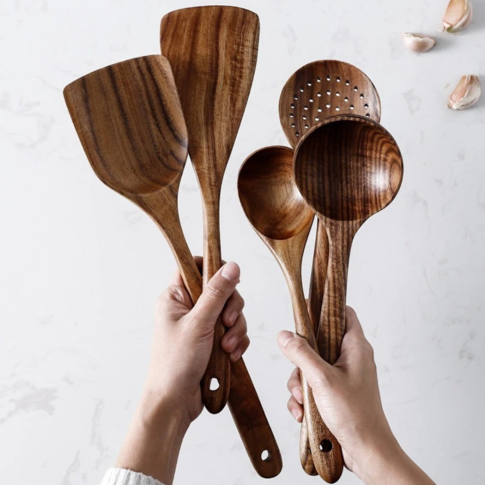 Sustainable Wooden Utensil Set – 5-Piece Eco-Friendly Kitchen Tools for Cooking and Serving 6