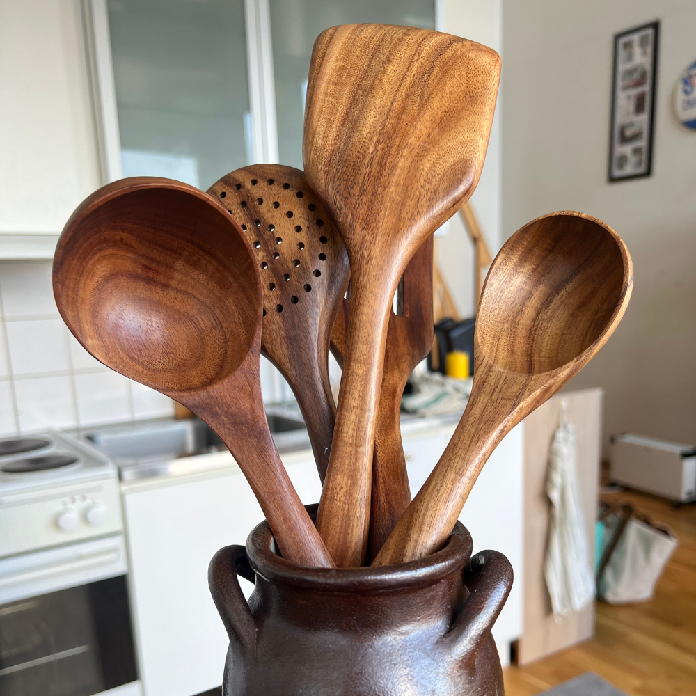 Sustainable Wooden Utensil Set – 5-Piece Eco-Friendly Kitchen Tools for Cooking and Serving 8