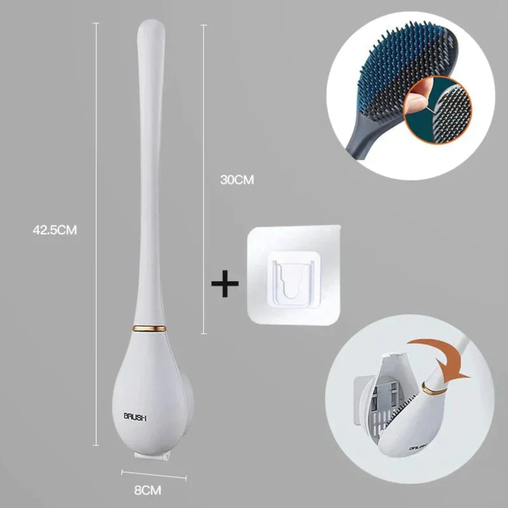 Flexible Antibacterial Toilet Brush with Holder – Modern Silicone Design for Effective Cleaning 2