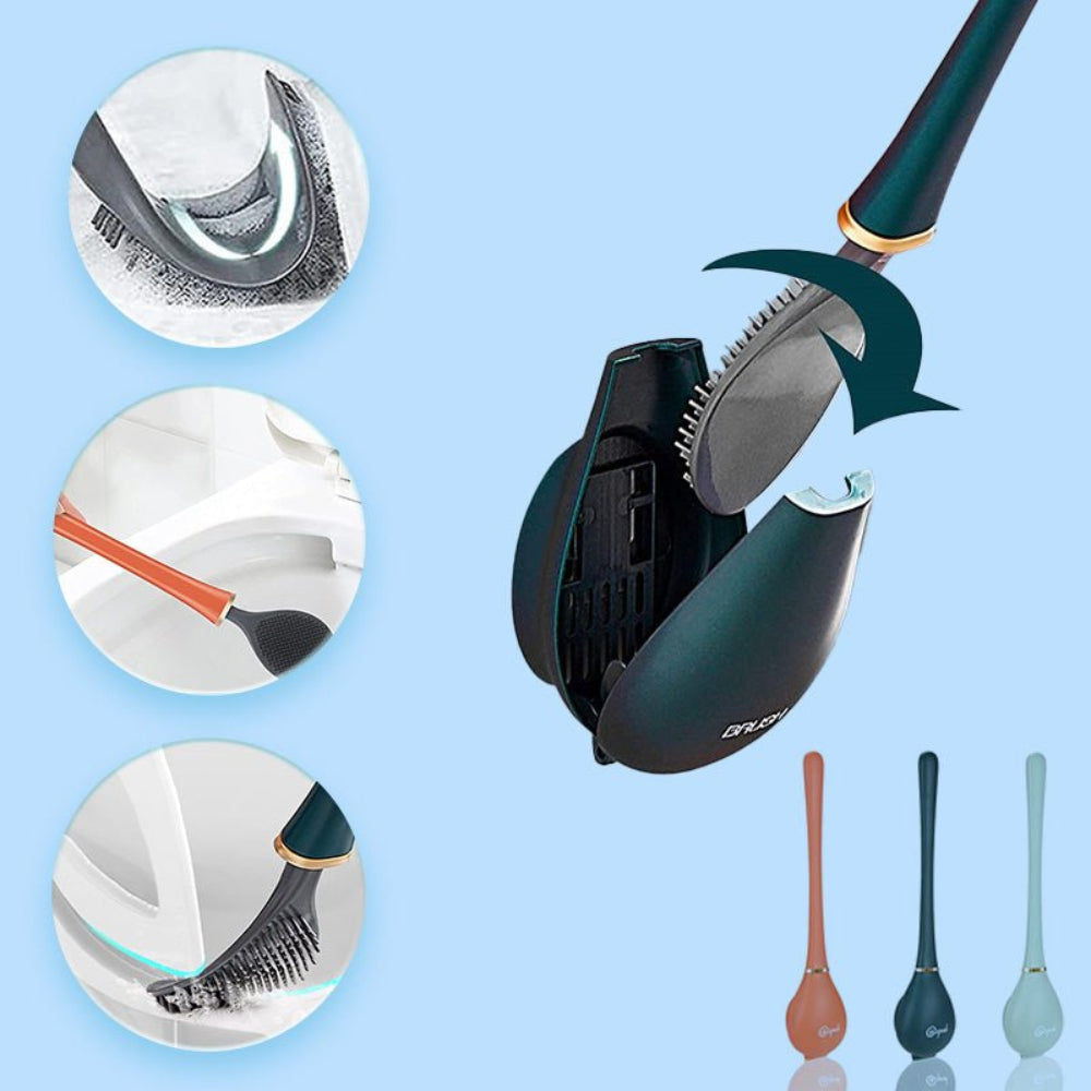 Flexible Antibacterial Toilet Brush with Holder – Modern Silicone Design for Effective Cleaning 7