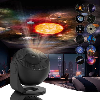 360° Galaxy Projector with 12 HD Discs and Adjustable Focus for Relaxation and Sleep – Home Planetarium Projector 12