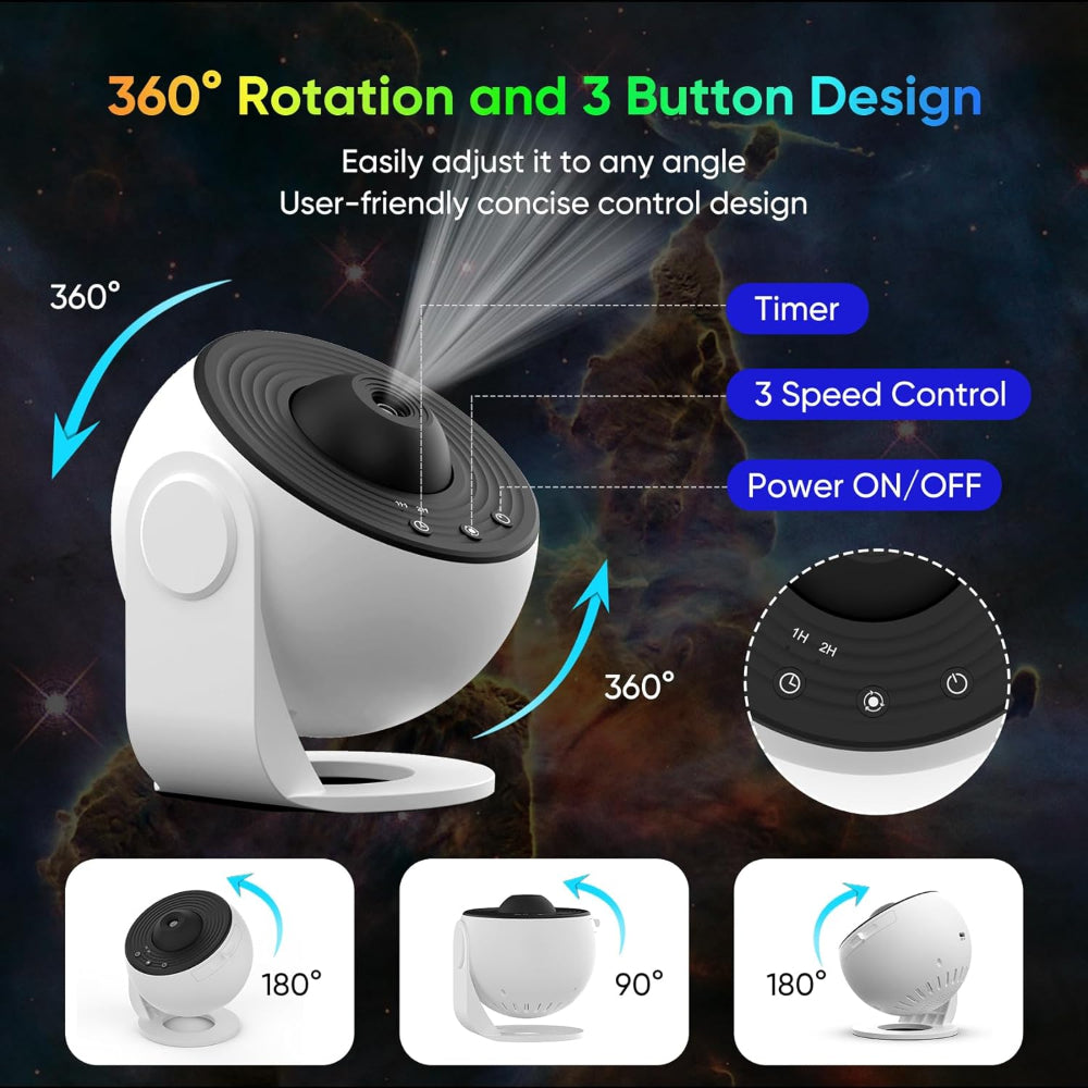 360° Galaxy Projector with 12 HD Discs and Adjustable Focus for Relaxation and Sleep – Home Planetarium Projector 3