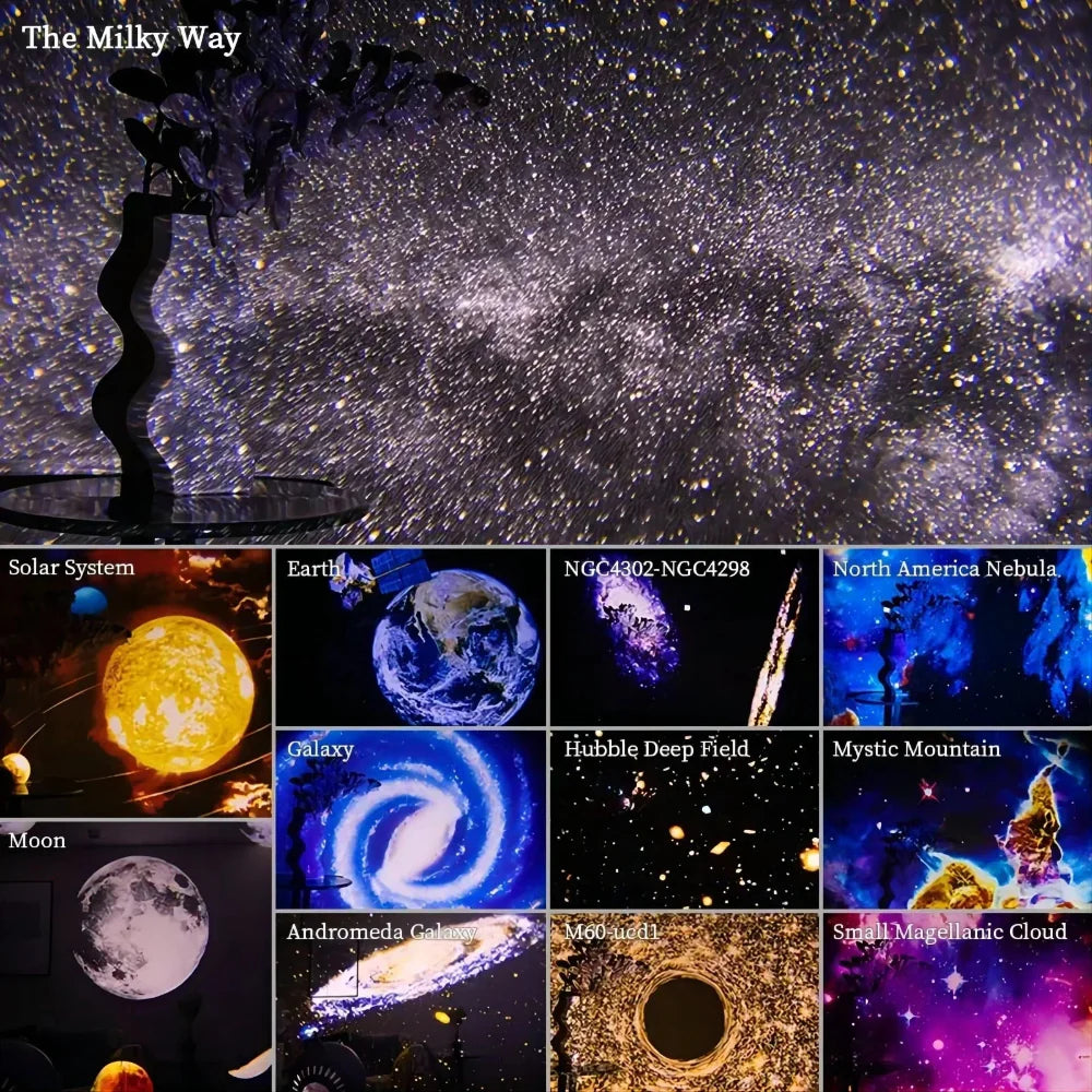 360° Galaxy Projector with 12 HD Discs and Adjustable Focus for Relaxation and Sleep – Home Planetarium Projector 7