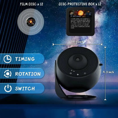 360° Galaxy Projector with 12 HD Discs and Adjustable Focus for Relaxation and Sleep – Home Planetarium Projector 8