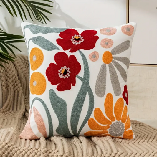 Decorative Floral Pillow Cover – Soft Cotton-Polyester Blend, 45x45 cm for Home Décor 1