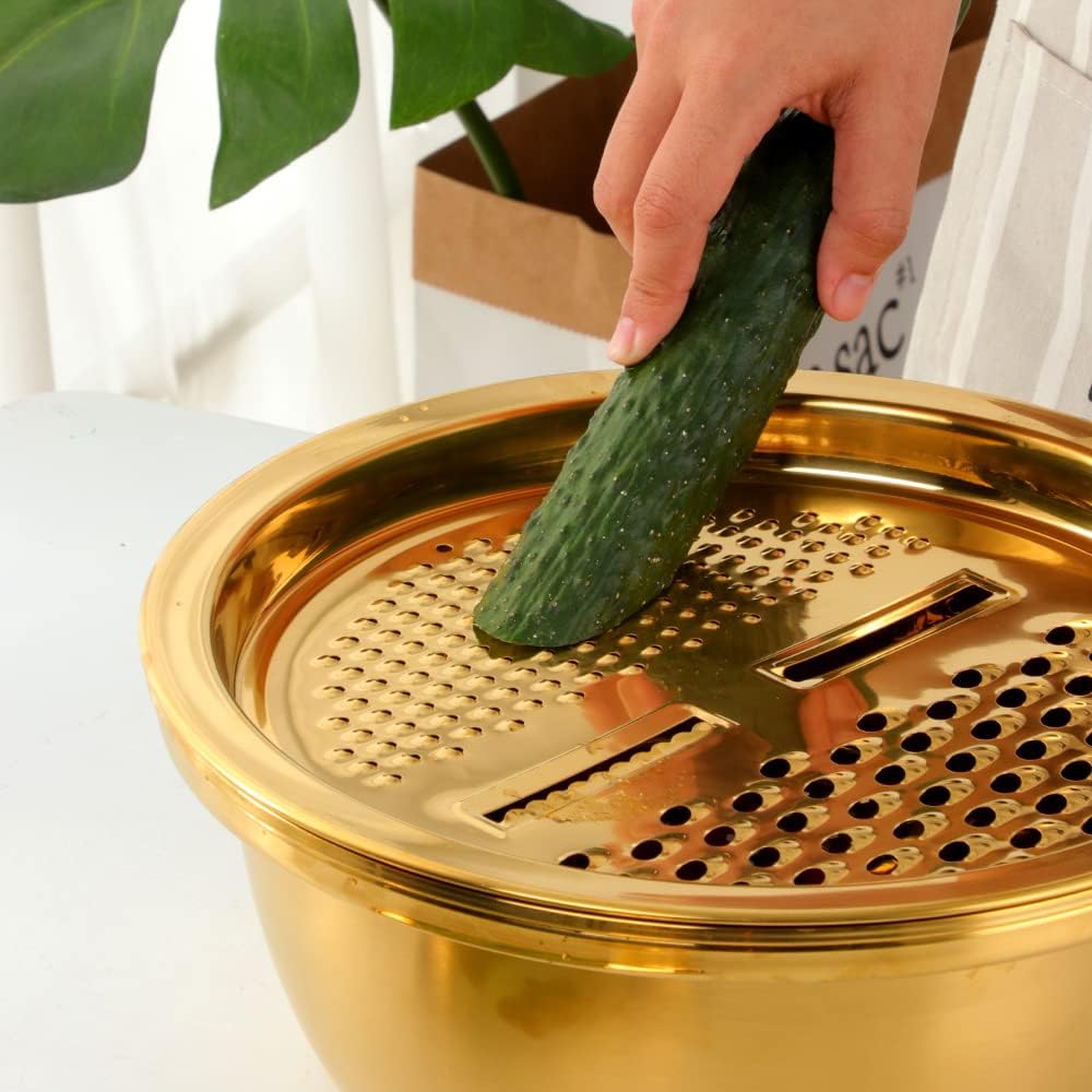3-in-1 Stainless Steel Kitchen Tool with Grater, Bowl, and Strainer – Multi-Functional Kitchen Utensils for Efficient Cooking 5