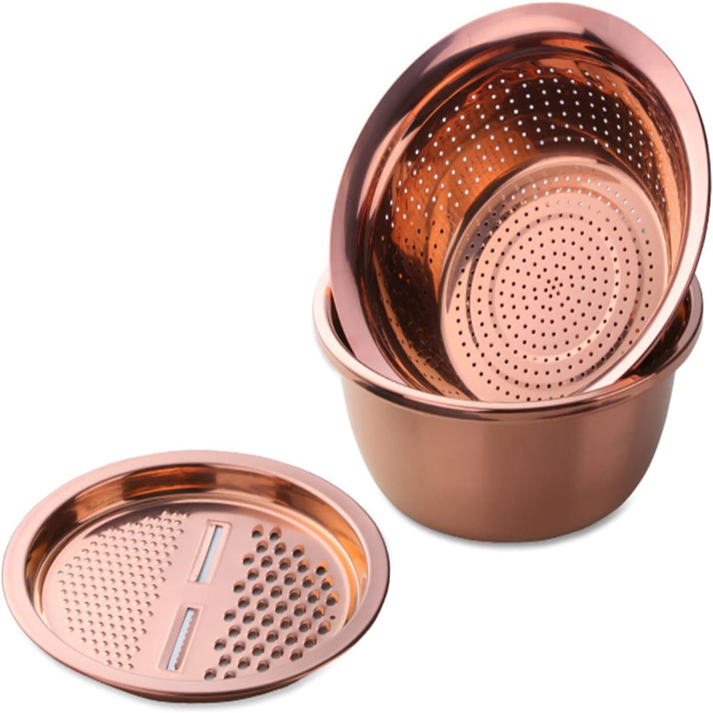 3-in-1 Stainless Steel Kitchen Tool with Grater, Bowl, and Strainer – Multi-Functional Kitchen Utensils for Efficient Cooking 2