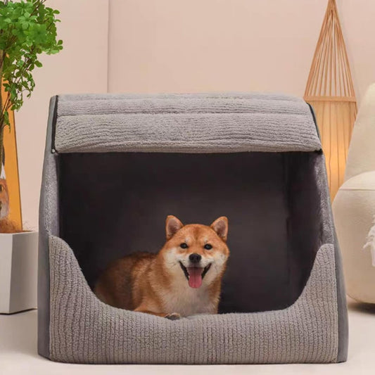 Cozy Enclosed Winter Pet Bed for Medium to Large Dogs and Cats – Soft Plush with Removable Washable Cover 1