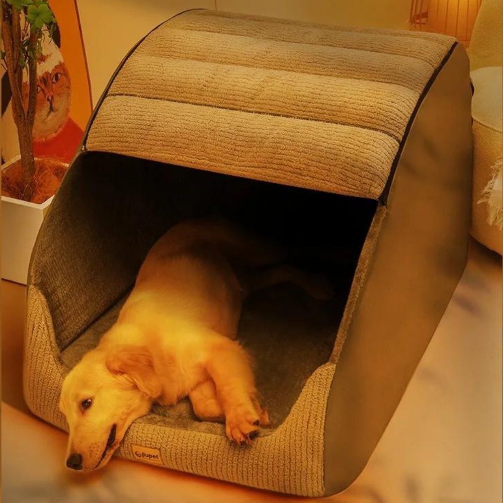 Cozy Enclosed Winter Pet Bed for Medium to Large Dogs and Cats – Soft Plush with Removable Washable Cover 4