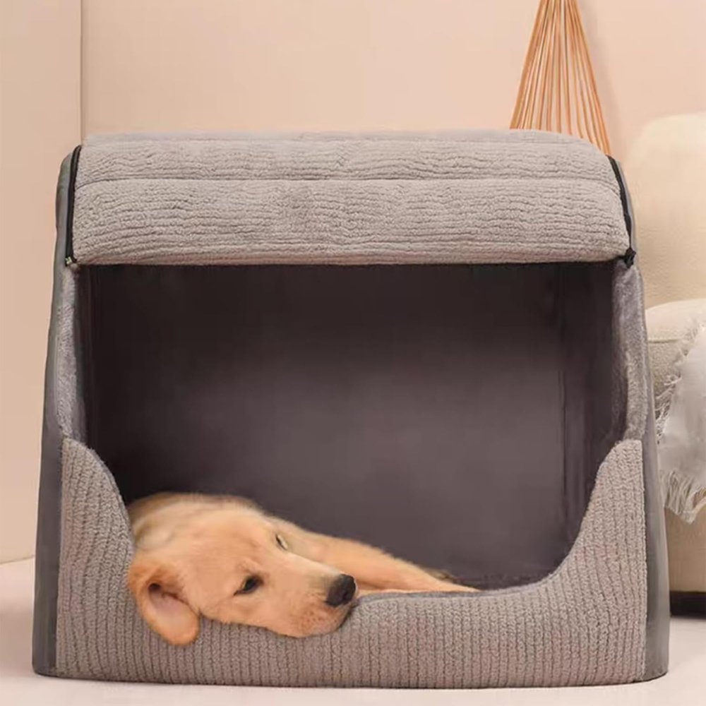 Cozy Enclosed Winter Pet Bed for Medium to Large Dogs and Cats – Soft Plush with Removable Washable Cover 5