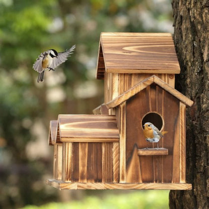 Decorative Wooden Birdhouse with Hand-Painted Details for Indoor and Covered Outdoor Use – Charming Rustic Design 3