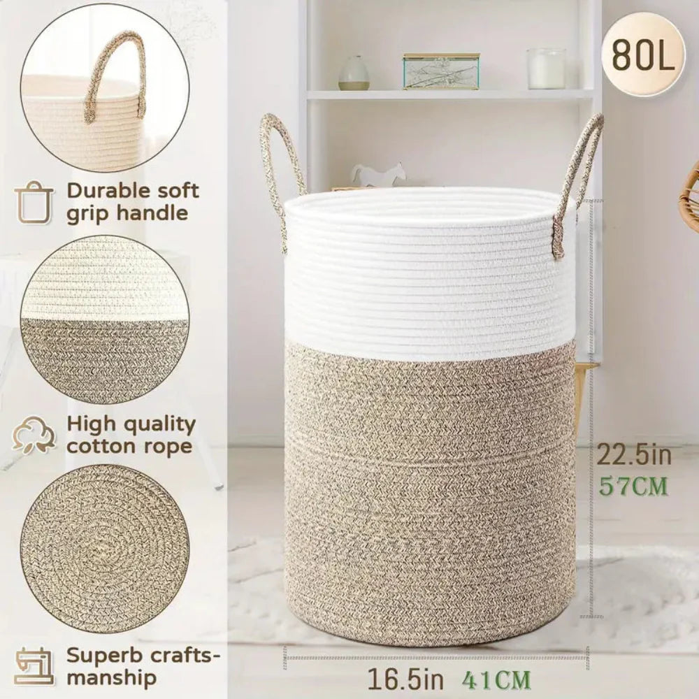 Foldable Cotton Storage Basket for Laundry and Toys – Stylish and Versatile Organization Solution 4
