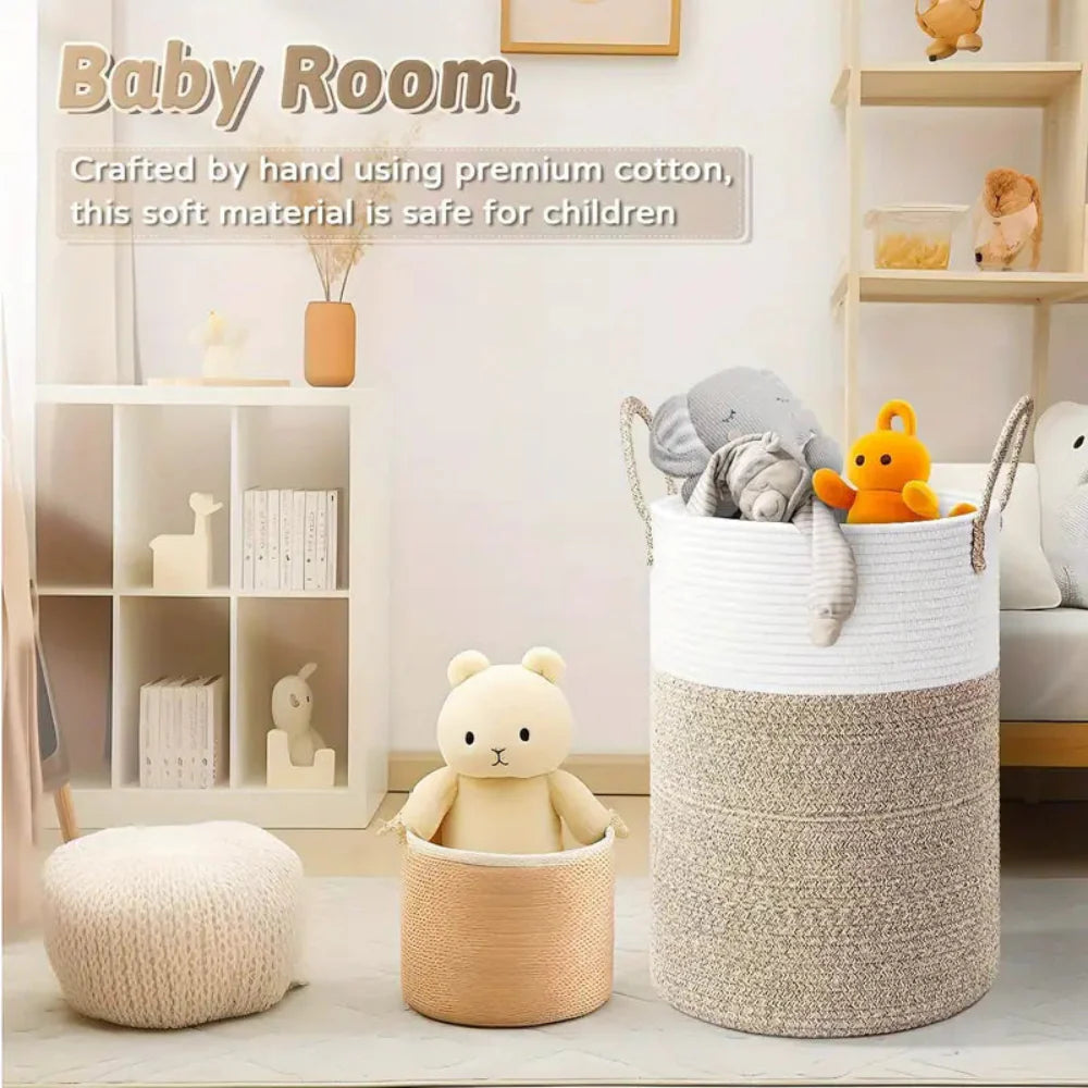 Foldable Cotton Storage Basket for Laundry and Toys – Stylish and Versatile Organization Solution 6