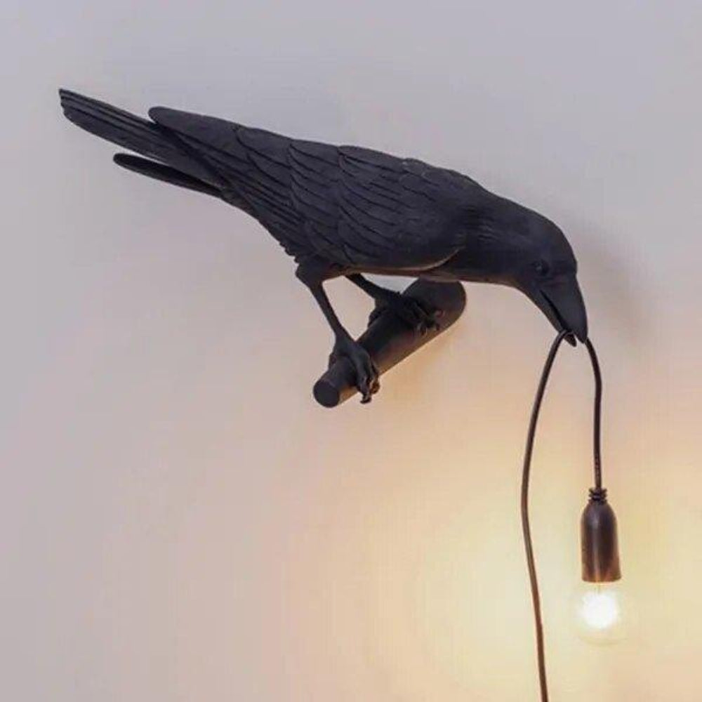 Decorative Black Raven Table Lamp with Warm LED Light – Gothic Minimalist Design 10