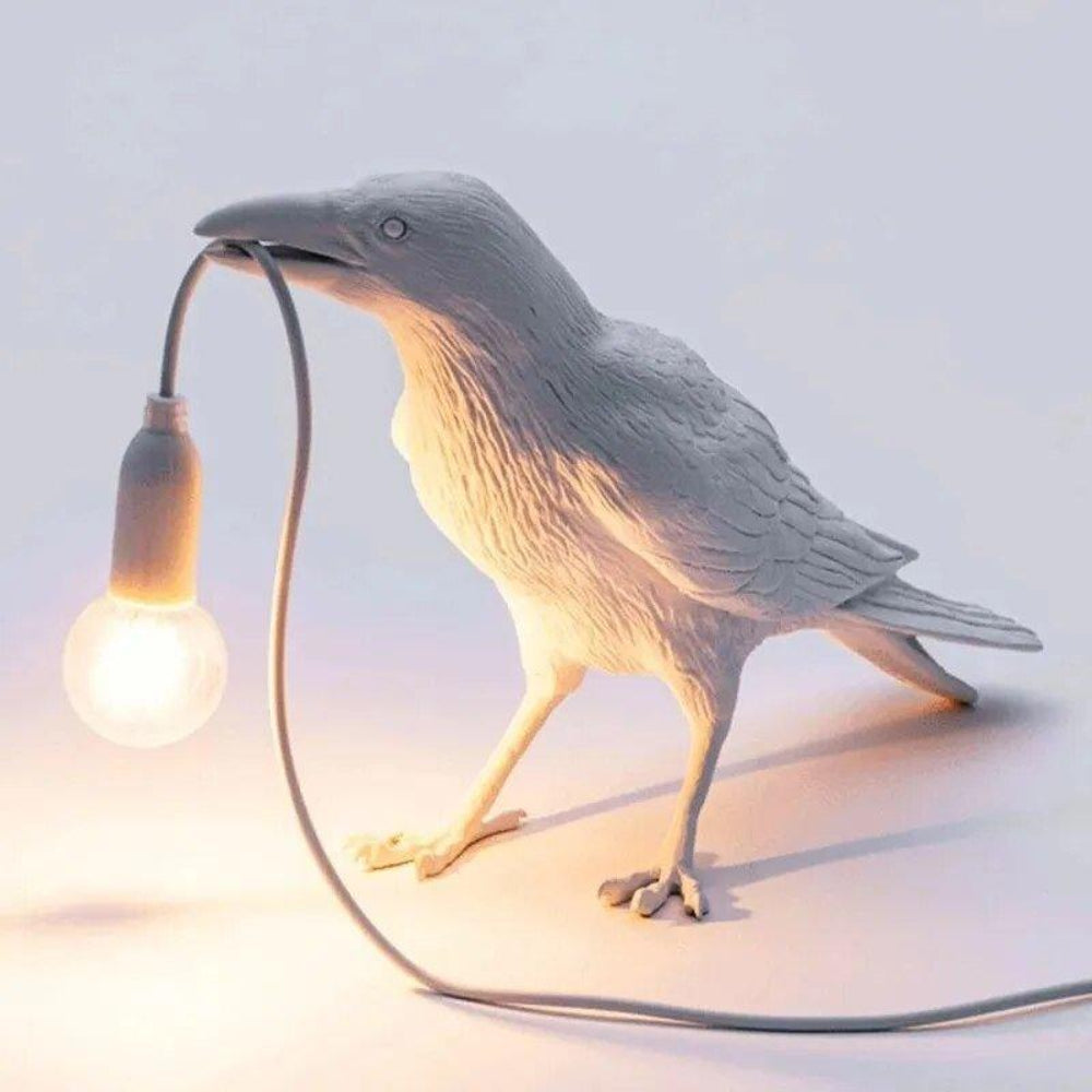 Decorative Black Raven Table Lamp with Warm LED Light – Gothic Minimalist Design 4