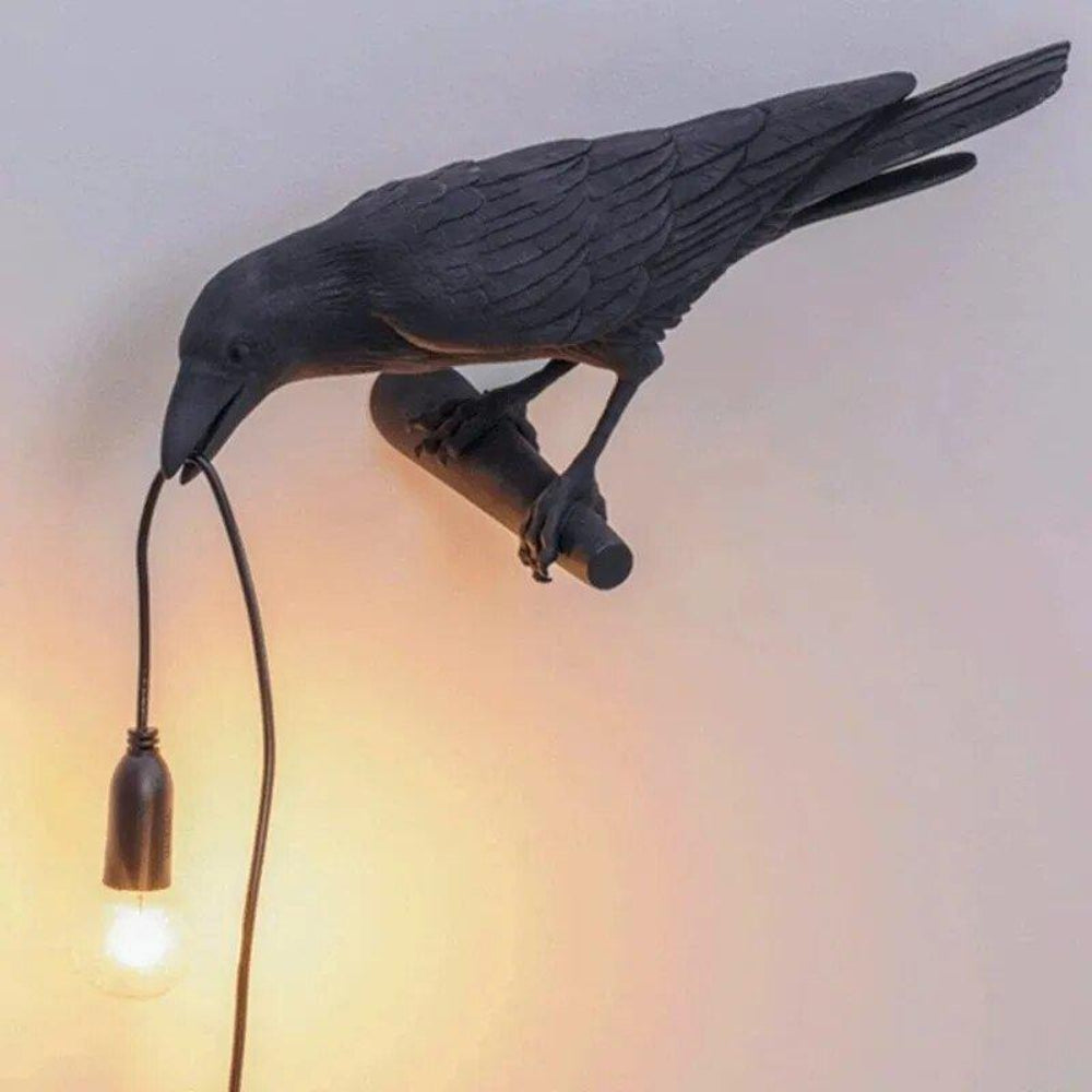 Decorative Black Raven Table Lamp with Warm LED Light – Gothic Minimalist Design 6