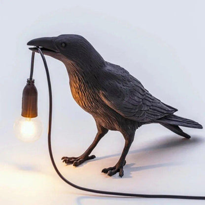 Decorative Black Raven Table Lamp with Warm LED Light – Gothic Minimalist Design 8