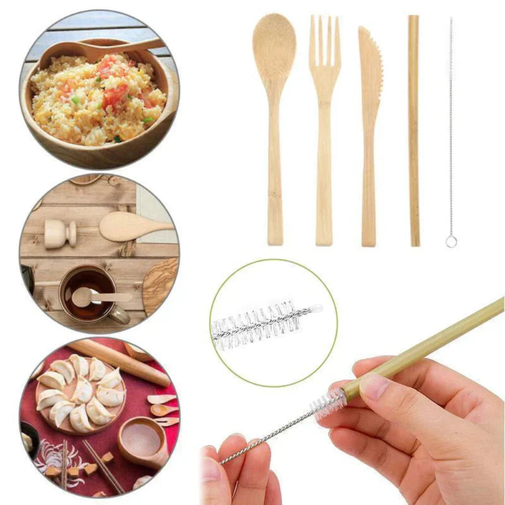 Eco-Friendly Bamboo Utensil Set for Travel – Reusable Cutlery with Storage Pouch 4
