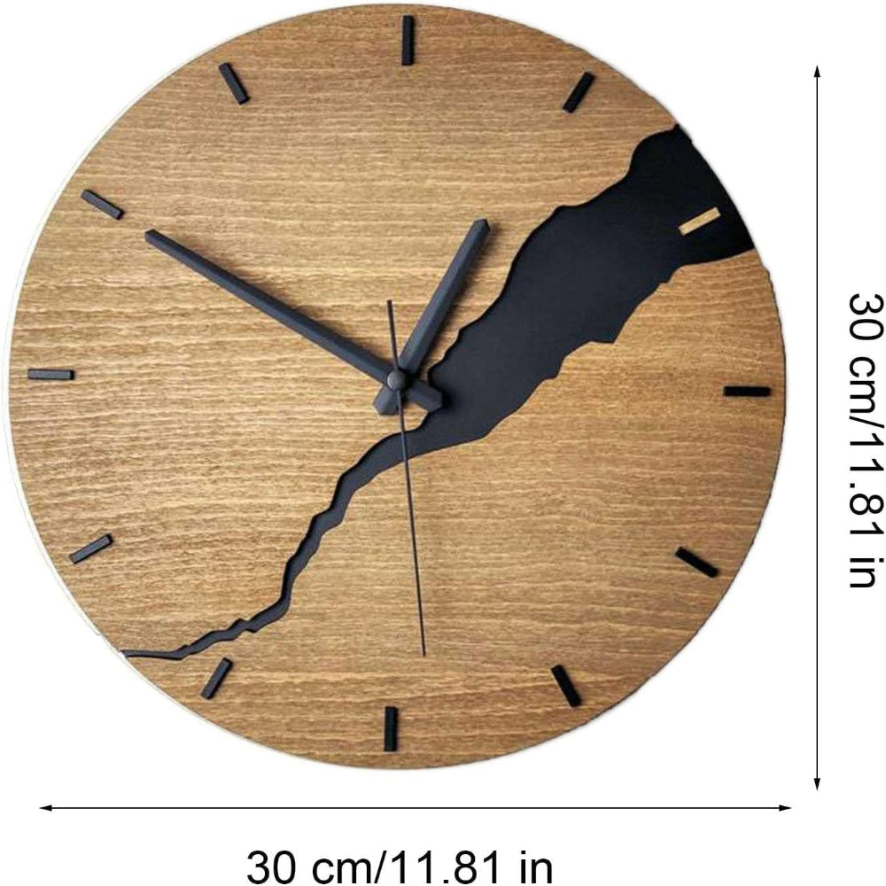 Cracked Wood Wall Clock – Rustic Nordic Design, Easy to Hang, 30x30 cm 8