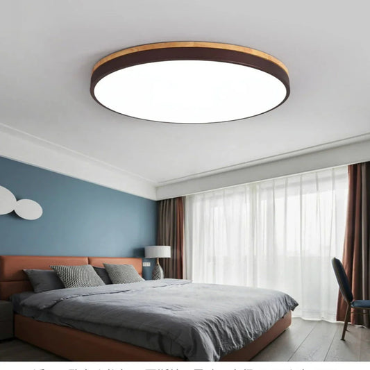 Nordic Minimalist Ceiling Light Fixture with Natural Wood Accents – 30cm Diameter LED Compatible 1