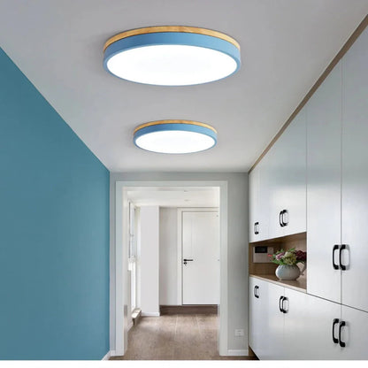 Nordic Minimalist Ceiling Light Fixture with Natural Wood Accents – 30cm Diameter LED Compatible 2