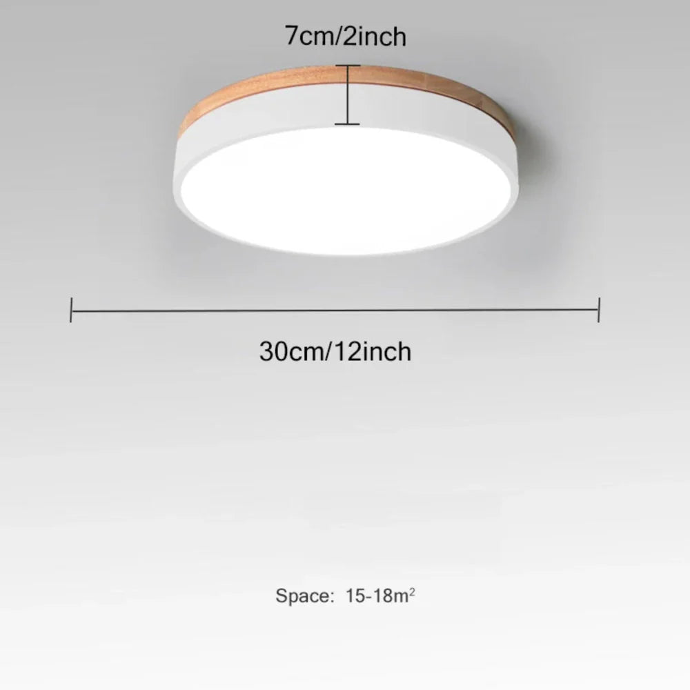 Nordic Minimalist Ceiling Light Fixture with Natural Wood Accents – 30cm Diameter LED Compatible 7