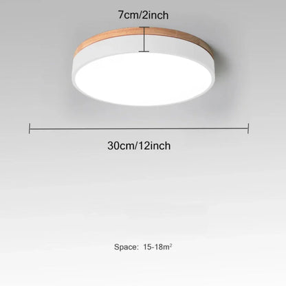 Nordic Minimalist Ceiling Light Fixture with Natural Wood Accents – 30cm Diameter LED Compatible 7