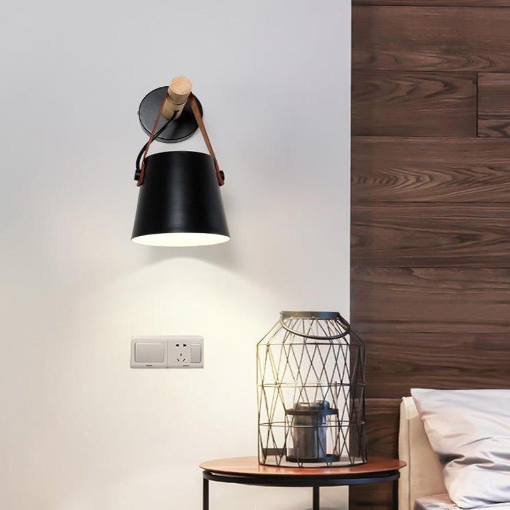 Scandinavian Wooden Wall Lamp with Minimalist Design – E27 Compatible Hanging Light 6