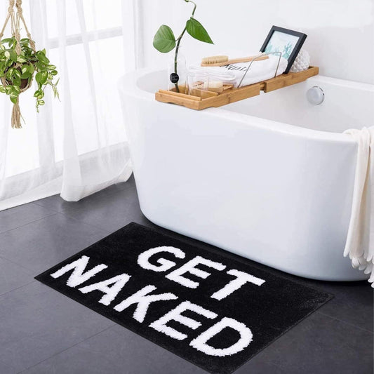 Soft Tufted Bath Mat with Get Naked Design – Absorbent and Stylish Indoor Rug 1