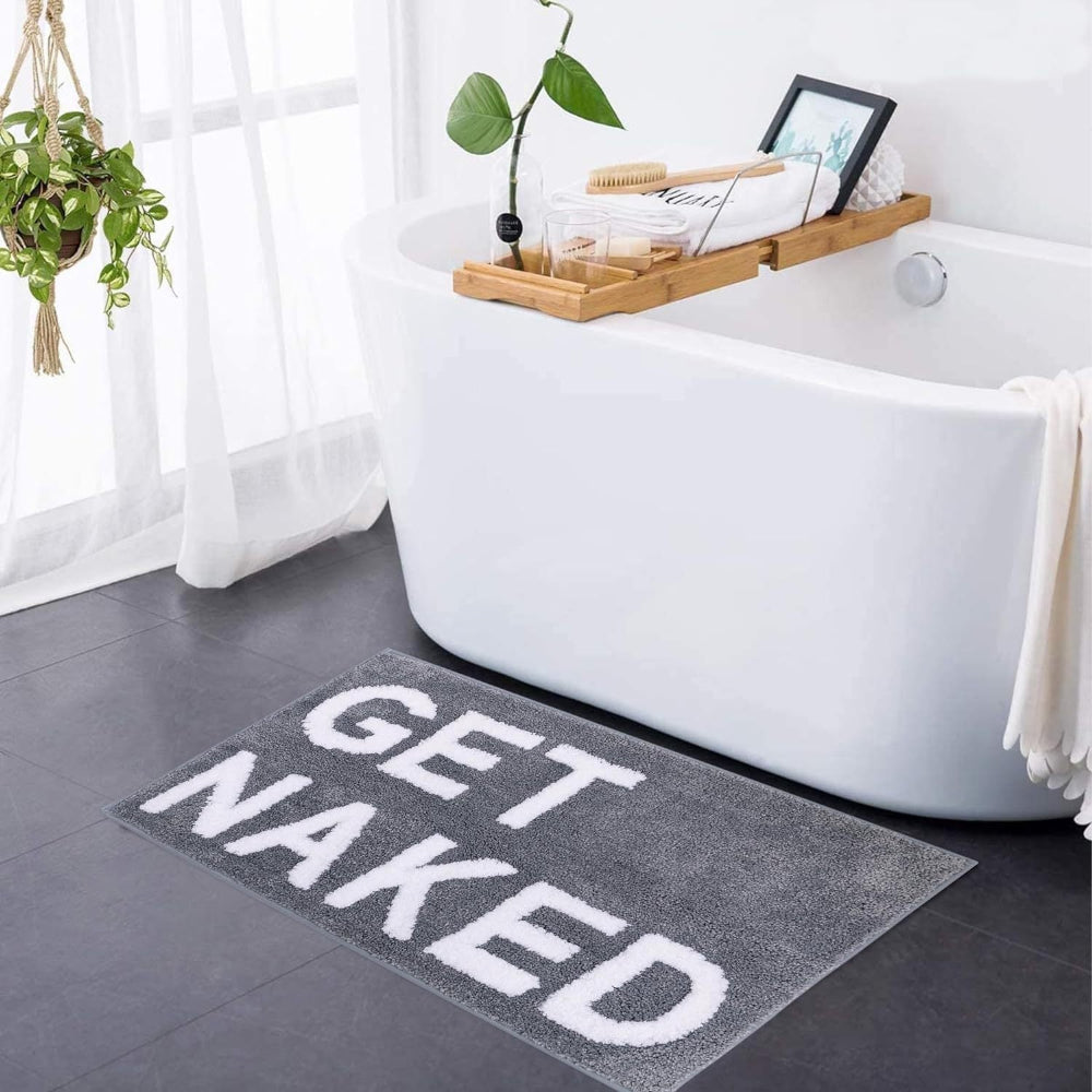 Soft Tufted Bath Mat with Get Naked Design – Absorbent and Stylish Indoor Rug 2