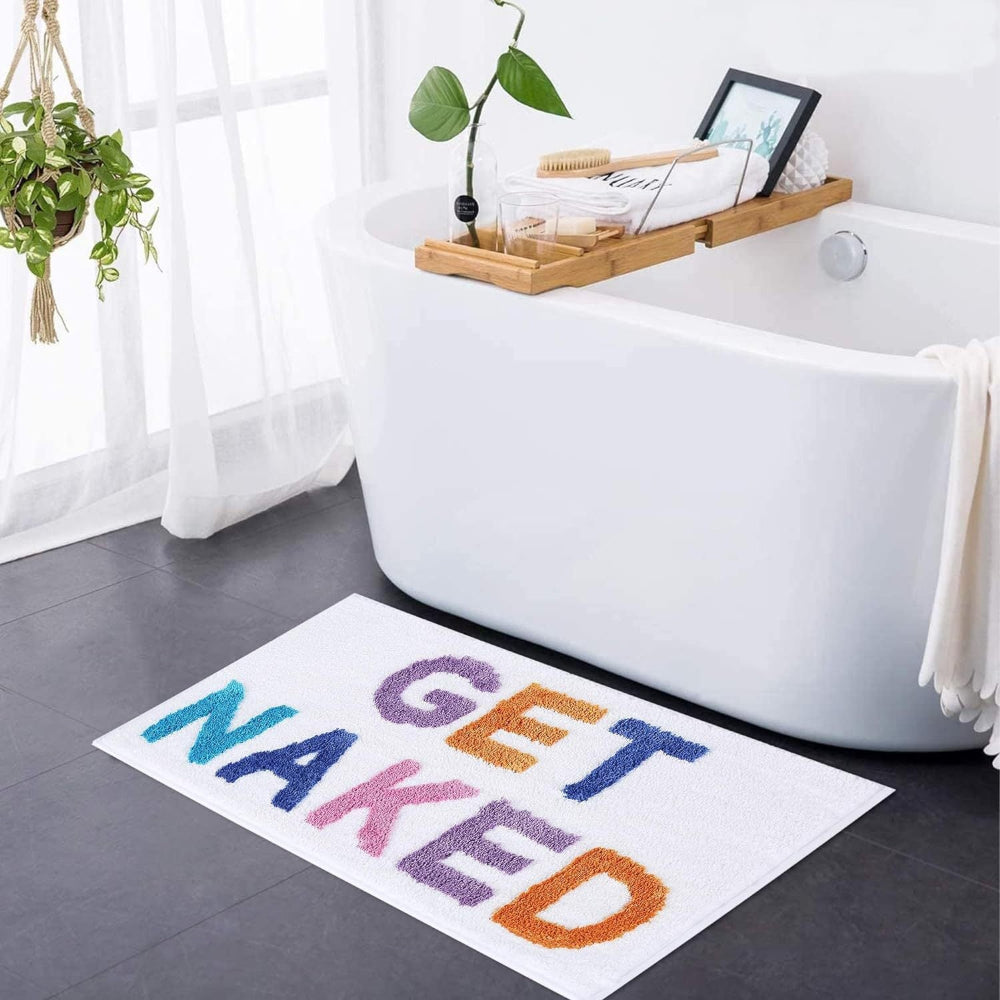Soft Tufted Bath Mat with Get Naked Design – Absorbent and Stylish Indoor Rug 3