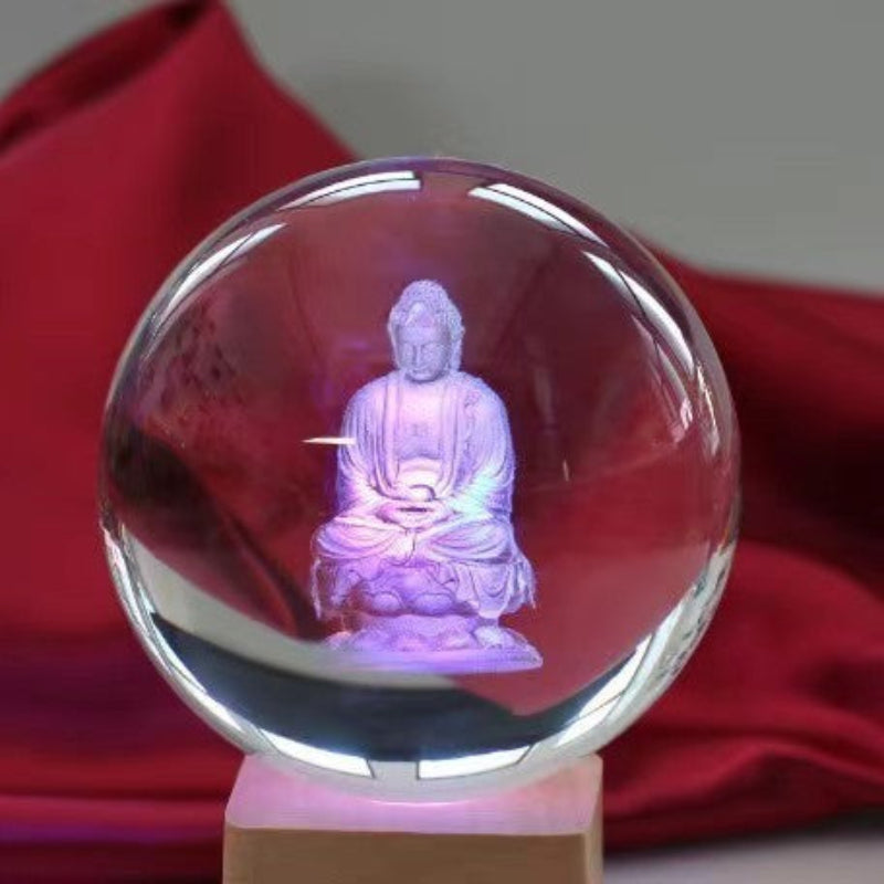 Illuminated Crystal Ball Night Light with Natural Wood Base – Warm White LED for Relaxation and Meditation 17