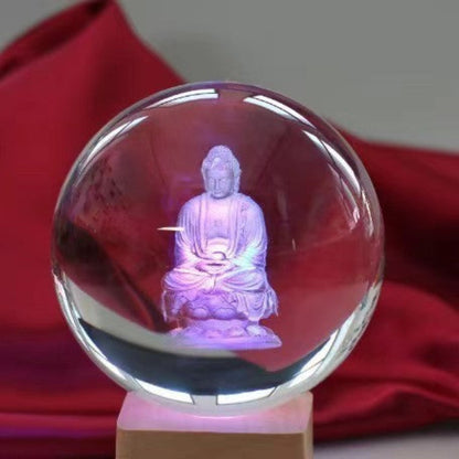 Illuminated Crystal Ball Night Light with Natural Wood Base – Warm White LED for Relaxation and Meditation 17