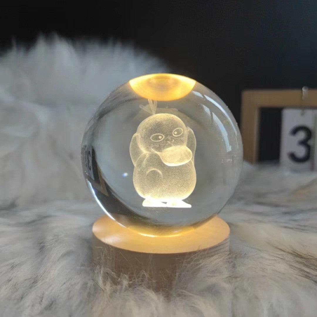 Illuminated Crystal Ball Night Light with Natural Wood Base – Warm White LED for Relaxation and Meditation 15