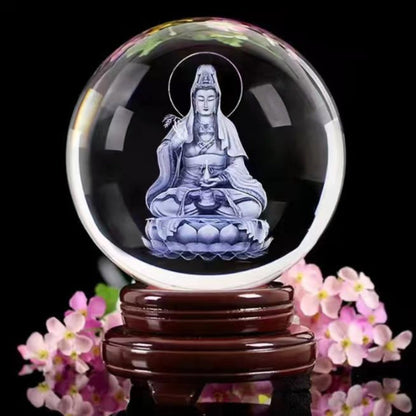 Illuminated Crystal Ball Night Light with Natural Wood Base – Warm White LED for Relaxation and Meditation 9
