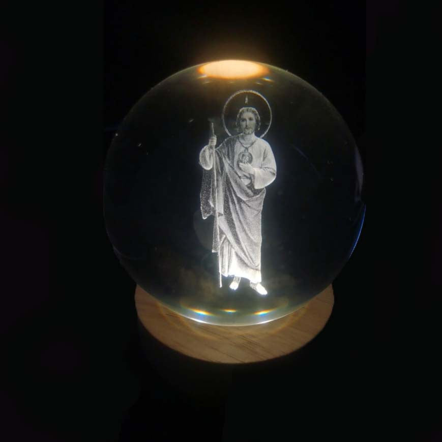 Illuminated Crystal Ball Night Light with Natural Wood Base – Warm White LED for Relaxation and Meditation 19