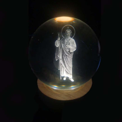 Illuminated Crystal Ball Night Light with Natural Wood Base – Warm White LED for Relaxation and Meditation 19