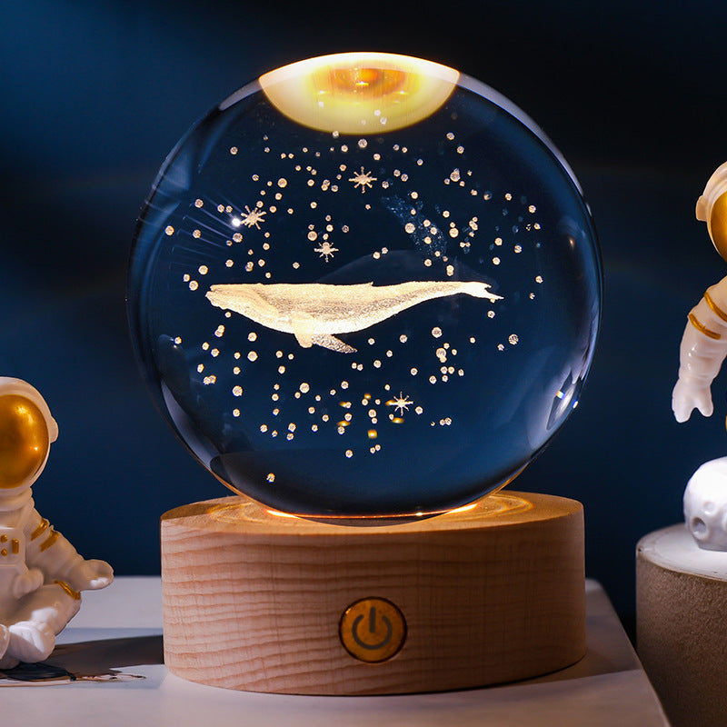 Illuminated Crystal Ball Night Light with Natural Wood Base – Warm White LED for Relaxation and Meditation 18