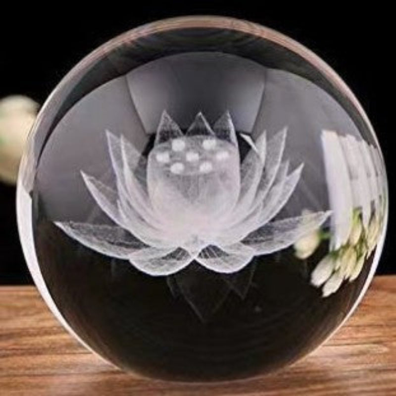 Illuminated Crystal Ball Night Light with Natural Wood Base – Warm White LED for Relaxation and Meditation 10