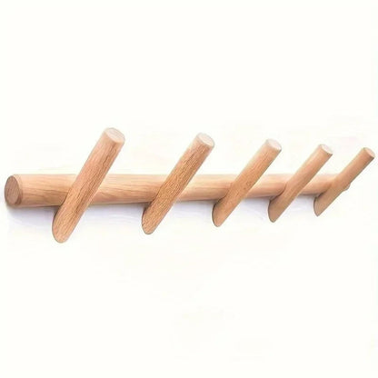Minimalist Oak Wall Shelf with 5 Hooks – Stylish Storage Solution for Entryway and Hallway 4