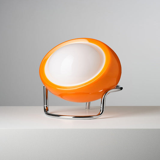 Retro-Futuristic Adjustable LED Table Lamp with USB Power – Orange and Chrome Design 1
