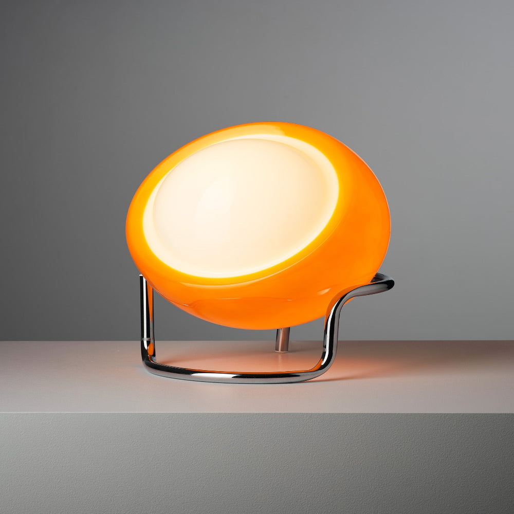 Retro-Futuristic Adjustable LED Table Lamp with USB Power – Orange and Chrome Design 2