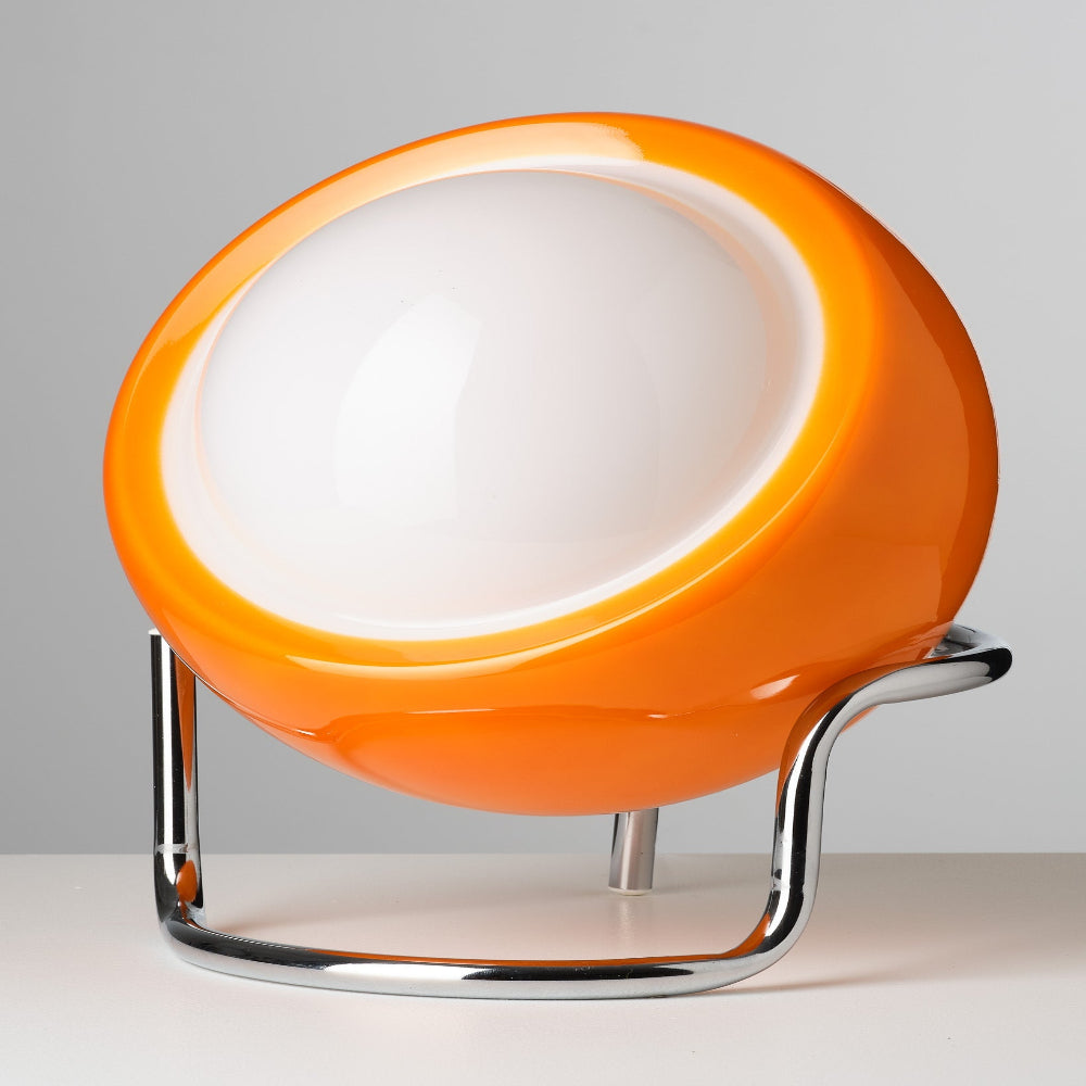 Retro-Futuristic Adjustable LED Table Lamp with USB Power – Orange and Chrome Design 3