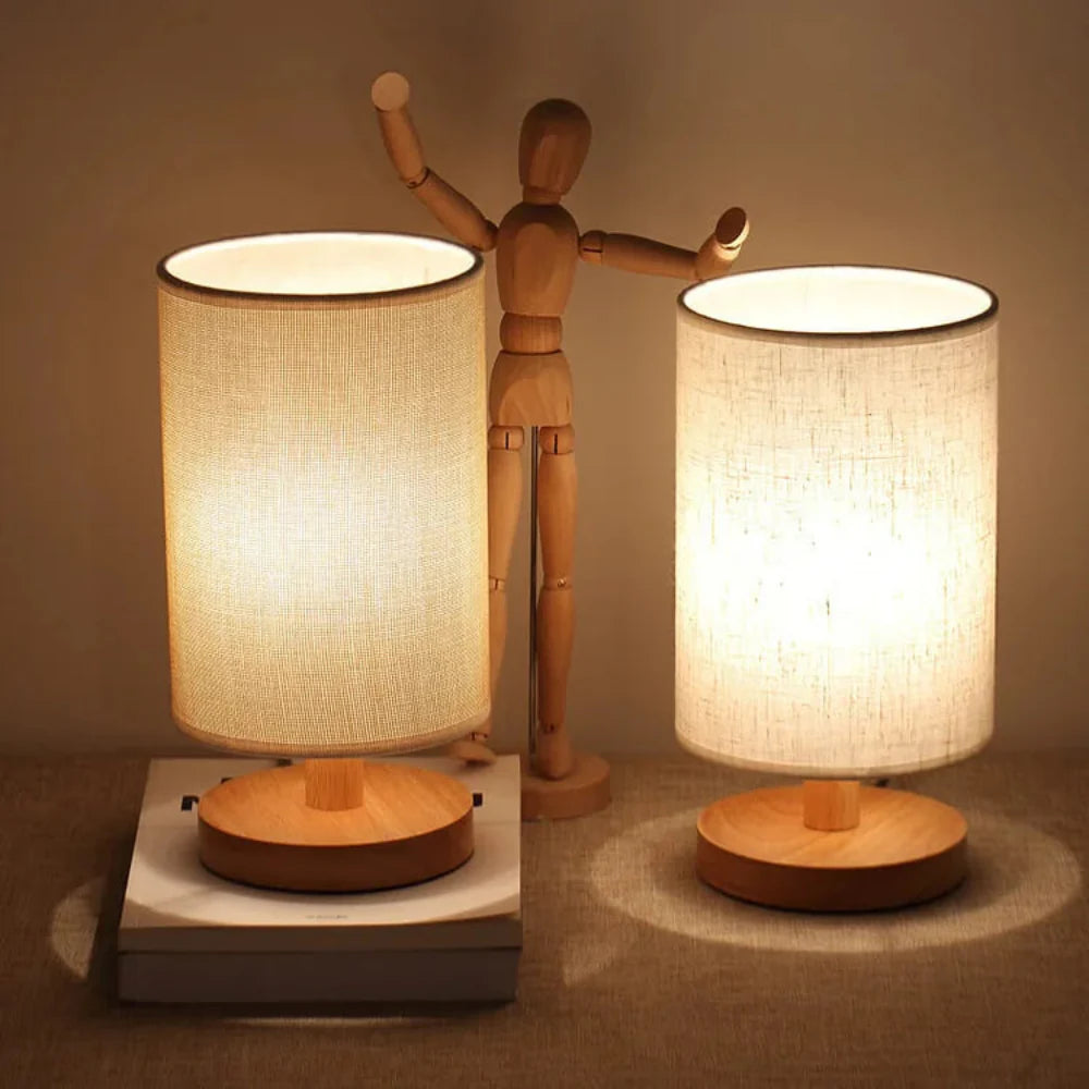 Organic Glow Lamp – Modern Wooden Nightstand Lamp with Dimmable Lighting and Remote Control 1