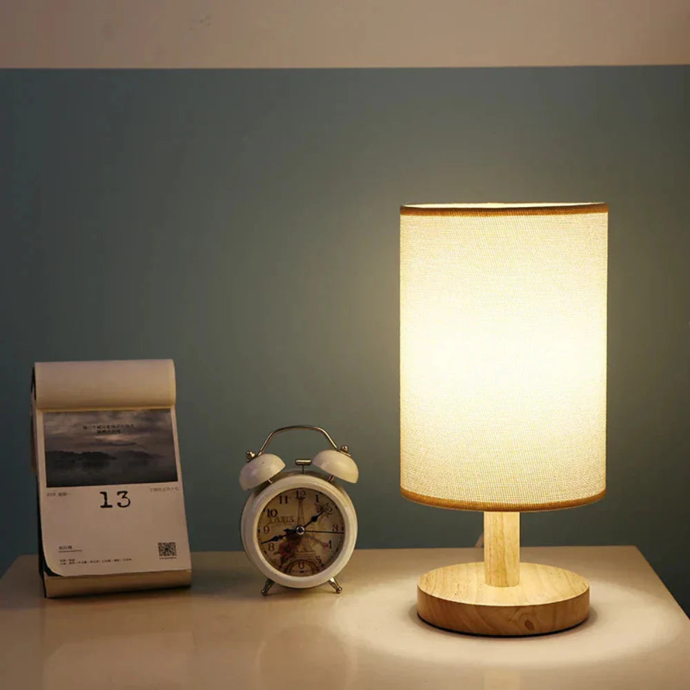 Organic Glow Lamp – Modern Wooden Nightstand Lamp with Dimmable Lighting and Remote Control 10