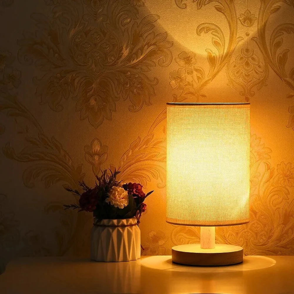 Organic Glow Lamp – Modern Wooden Nightstand Lamp with Dimmable Lighting and Remote Control 2