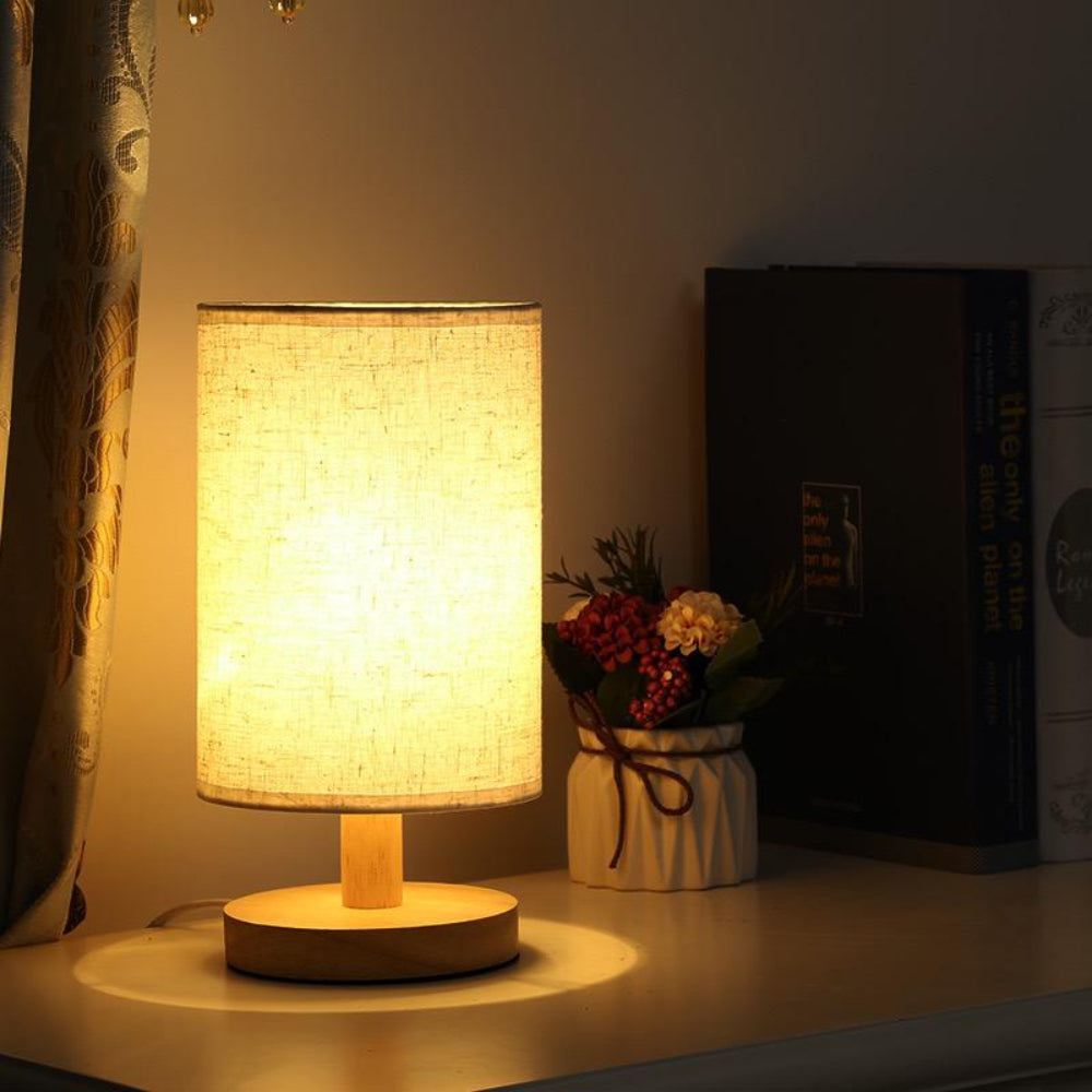 Organic Glow Lamp – Modern Wooden Nightstand Lamp with Dimmable Lighting and Remote Control 6