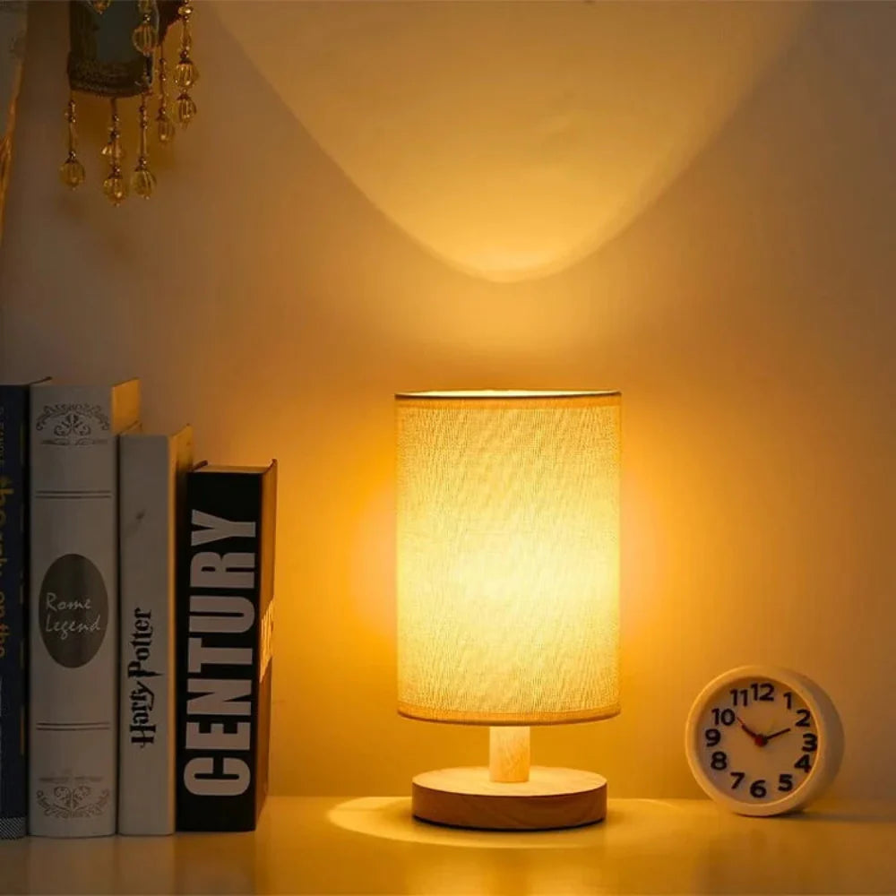 Organic Glow Lamp – Modern Wooden Nightstand Lamp with Dimmable Lighting and Remote Control 8